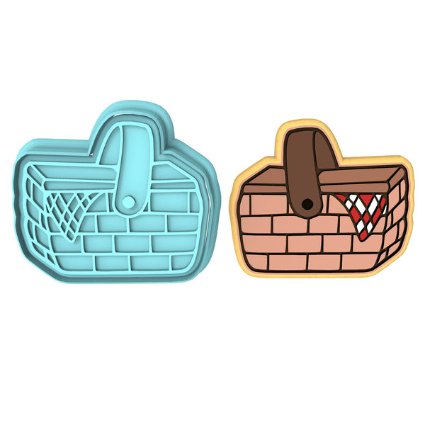 Picnic Basket Cookie Cutter | Stamp | Stencil #1 Animals & Dinosaurs Cookie Cutter Lady MINI - 2 Inches (5cm) **BUNDLE** Cutter + Stamp 