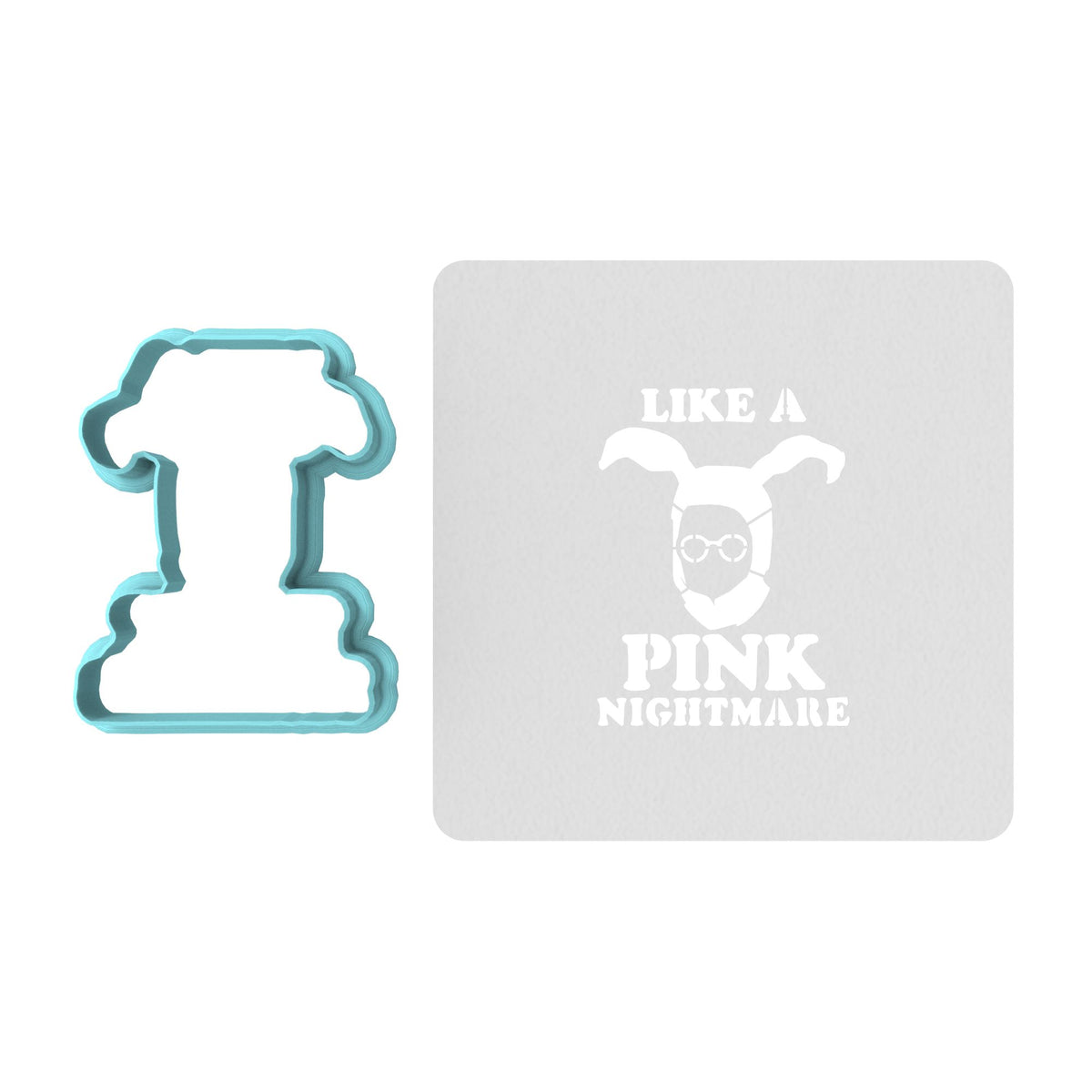 Pink Nightmare Cookie Cutter | Stamp | Stencil #1 Xmas / Winter / NYE Cookie Cutter Lady TEENY - 1 Inch (2.5cm) **BUNDLE** Cutter + Stencil 