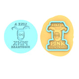 Pink Nightmare Cookie Cutter | Stamp | Stencil #1 Xmas / Winter / NYE Cookie Cutter Lady TEENY - 1 Inch (2.5cm) **BUNDLE** Cutter + Debosser 