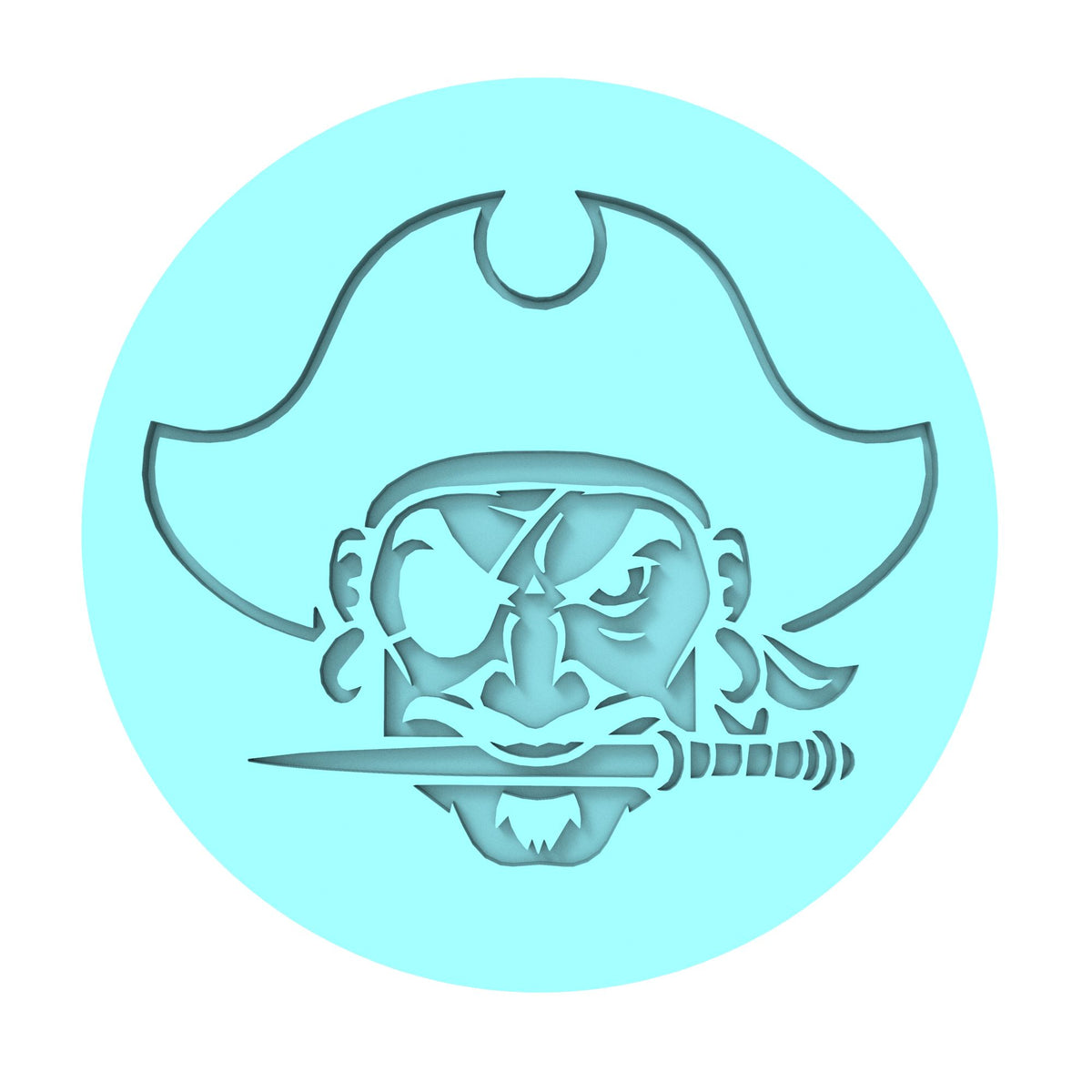 Pirate Head Cookie Cutter | Stamp | Stencil #1 Boys/ Army / Outdoorsman Cookie Cutter Lady MINI - 2 Inches (5cm) Debosser ONLY 