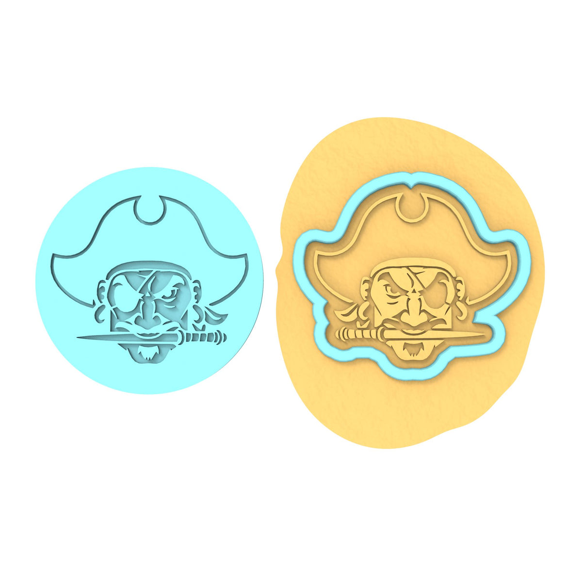 Pirate Head Cookie Cutter | Stamp | Stencil #1 Boys/ Army / Outdoorsman Cookie Cutter Lady MINI - 2 Inches (5cm) **BUNDLE** Cutter + Debosser 