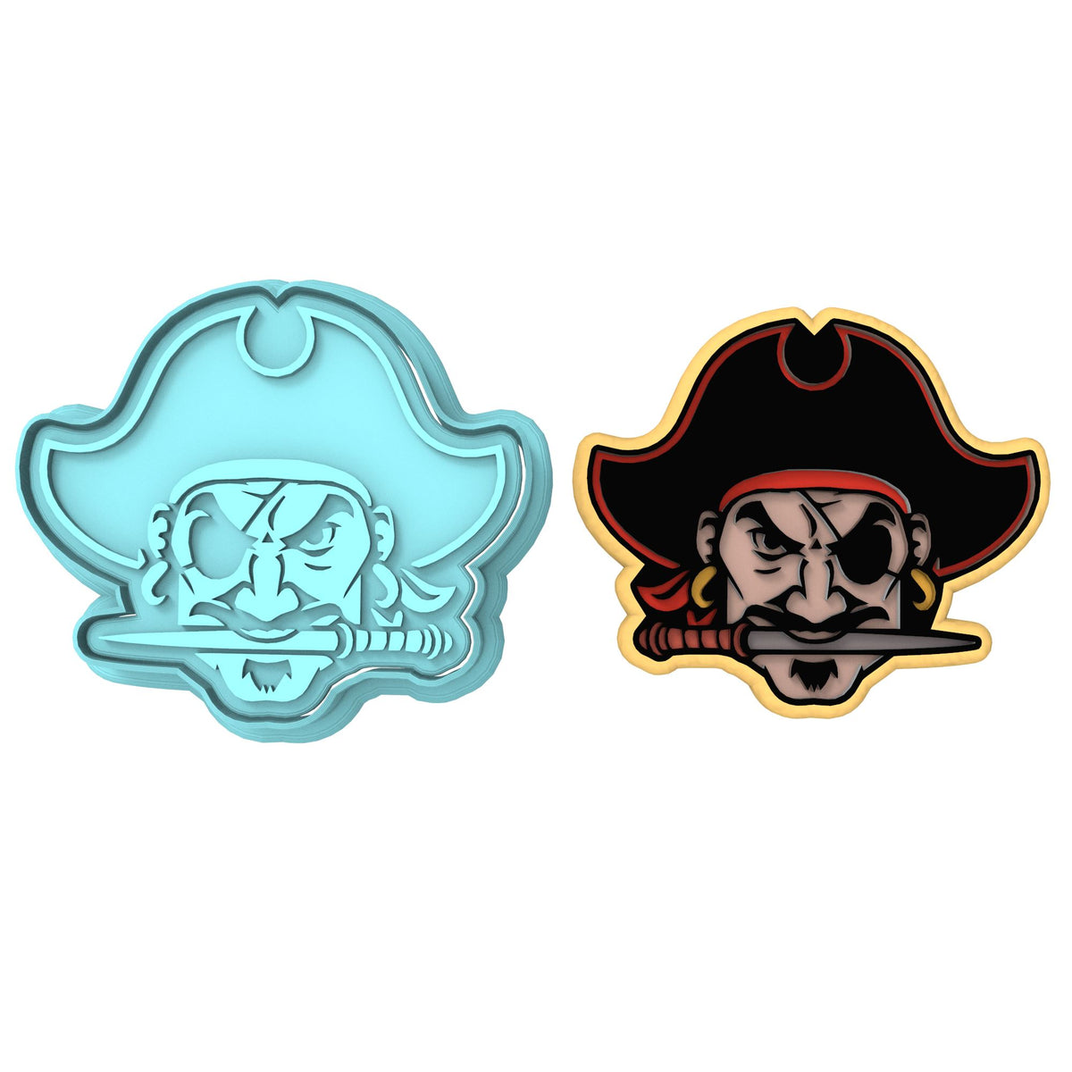 Pirate Head Cookie Cutter | Stamp | Stencil #1 Boys/ Army / Outdoorsman Cookie Cutter Lady MINI - 2 Inches (5cm) **BUNDLE** Cutter + Stamp 