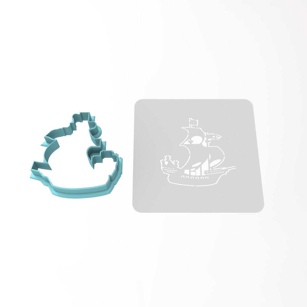 Pirate Ship Cookie Cutter | Stamp | Stencil #1 Boys/ Army / Outdoorsman Cookie Cutter Lady 3 Inch Cupcake/Small Cookie Cutter Only Yes
