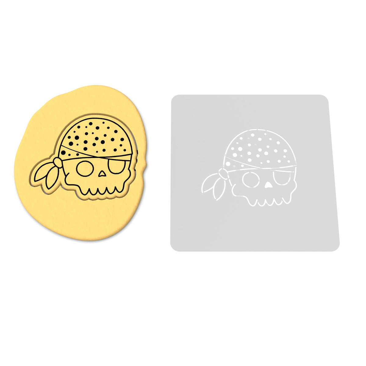 Pirate Skull Bandana Cookie Cutter | Stamp | Stencil #1
