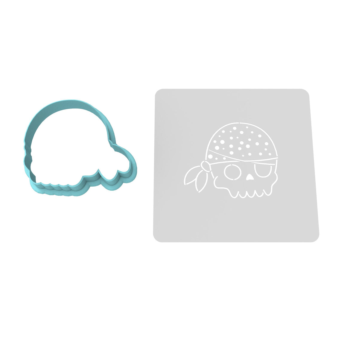 Pirate Skull Bandana Cookie Cutter | Stamp | Stencil #1