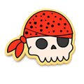 Pirate Skull Bandana Cookie Cutter | Stamp | Stencil #1