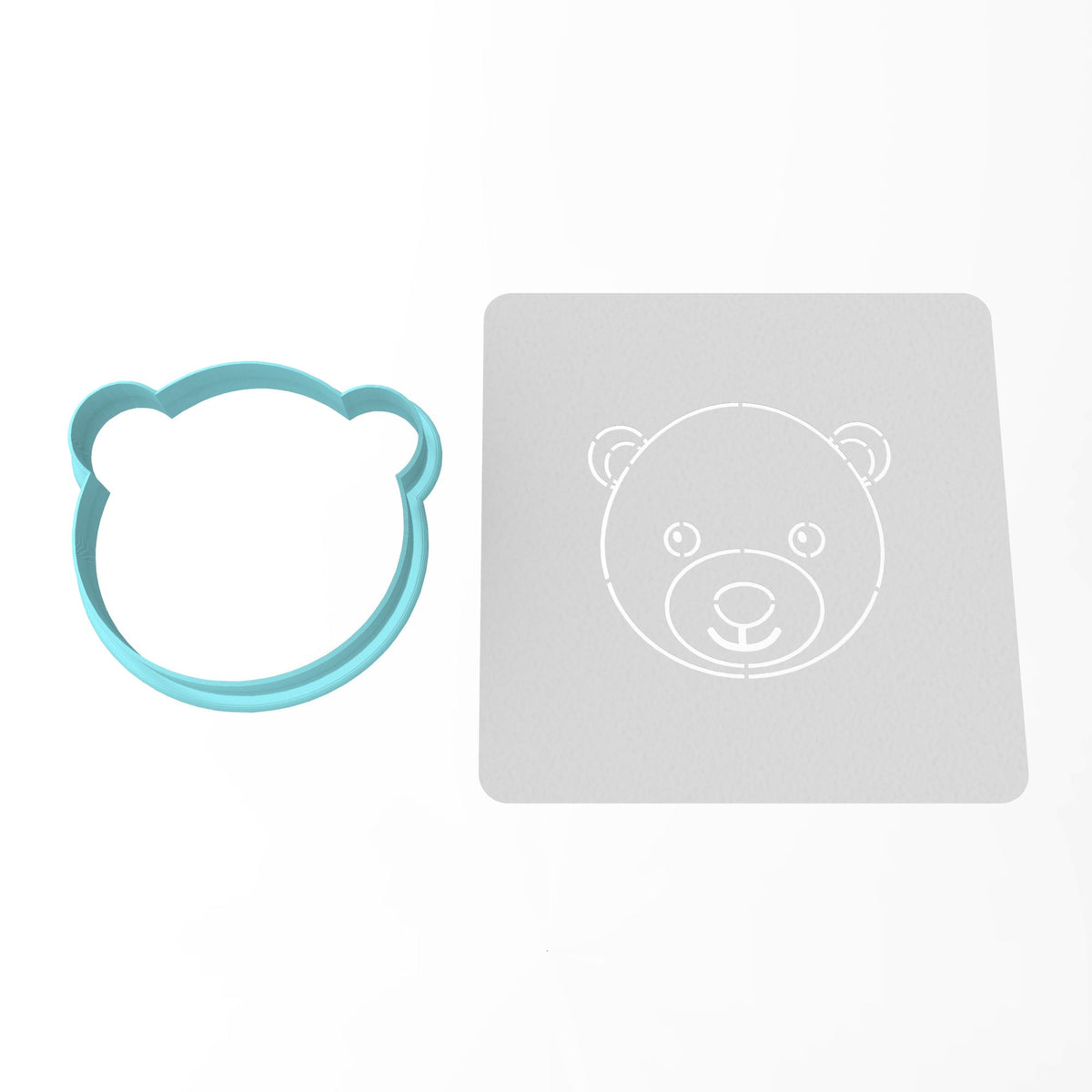 Polar Bear Face Cookie Cutter | Stamp | Stencil #1 Animals & Dinosaurs Cookie Cutter Lady MINI - 2 Inches (5cm) **BUNDLE** Cutter + Stencil 