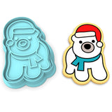 Polar Bear Santa Hat Cookie Cutter | Stamp | Stencil #1