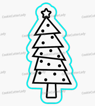 Polka Dot Christmas Tree Cookie Cutter | Stamp | Stencil #1