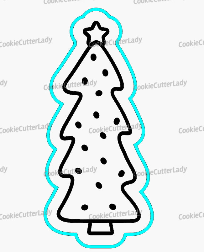 Polka Dot Christmas Tree Cookie Cutter | Stamp | Stencil #2
