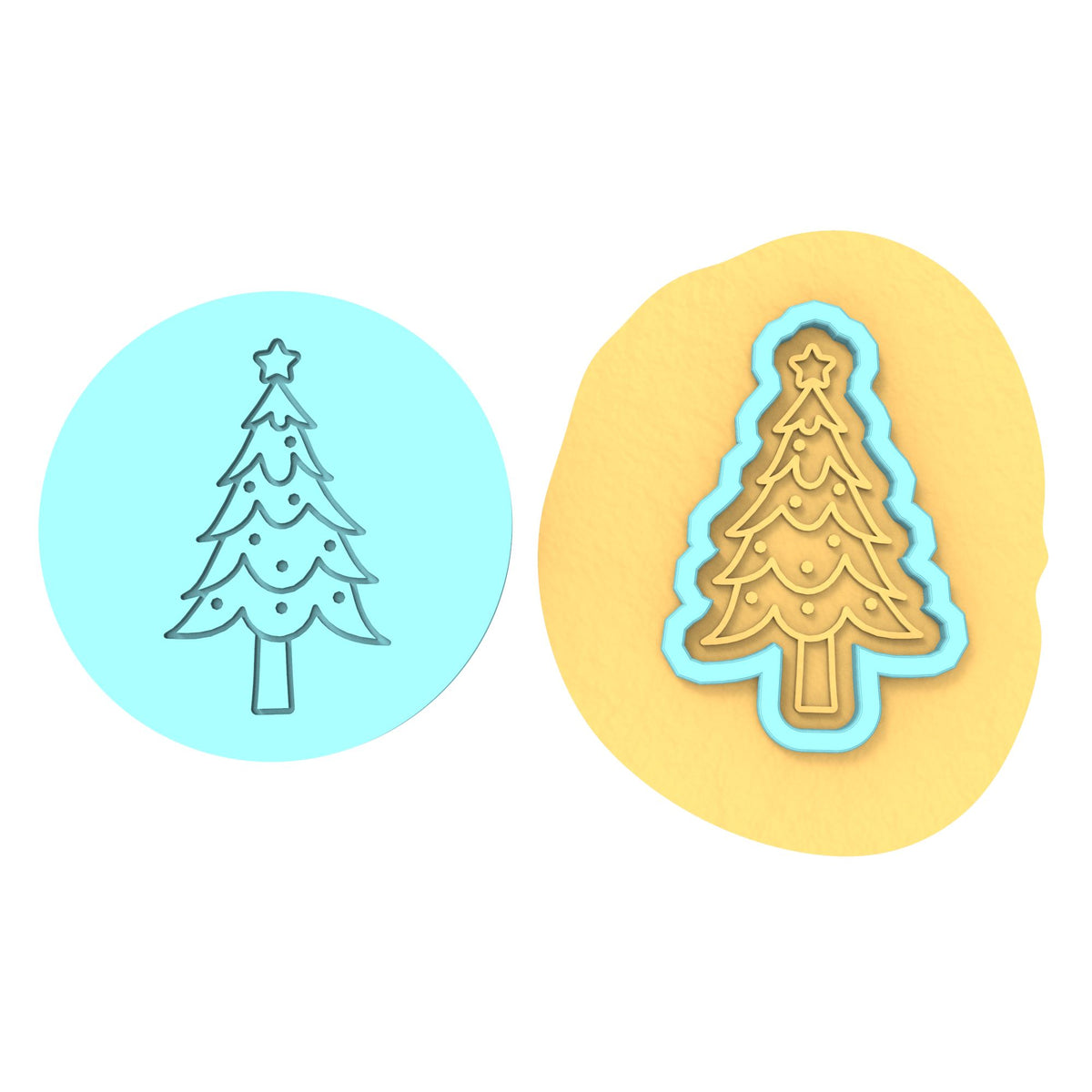 Polka Dot Christmas Tree Cookie Cutter | Stamp | Stencil #3 Xmas / Winter / NYE Cookie Cutter Lady MINI - 2 Inches (5cm) **BUNDLE** Cutter + Debosser 