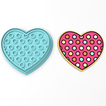 Polka Dot Heart Cookie Cutter | Stamp | Stencil #1