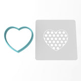 Polka Dot Heart Cookie Cutter | Stamp | Stencil #1 Wedding / Baby / V Day Cookie Cutter Lady MINI - 2 Inches (5cm) **BUNDLE** Cutter + Stencil 