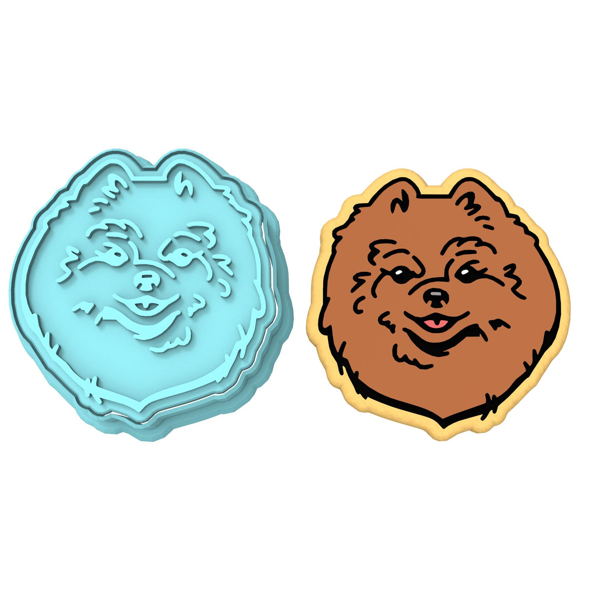 Pomeranian Cookie Cutter | Stamp | Stencil #1 Animals & Dinosaurs Cookie Cutter Lady MINI - 2 Inches (5cm) **BUNDLE** Cutter + Stamp 