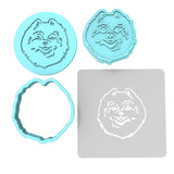 Pomeranian Cookie Cutter | Stamp | Stencil #1 Animals & Dinosaurs Cookie Cutter Lady MINI - 2 Inches (5cm) **FULL SET BUNDLE** Cutter + Stamp + Stencil + Debosser **BEST DEAL** 