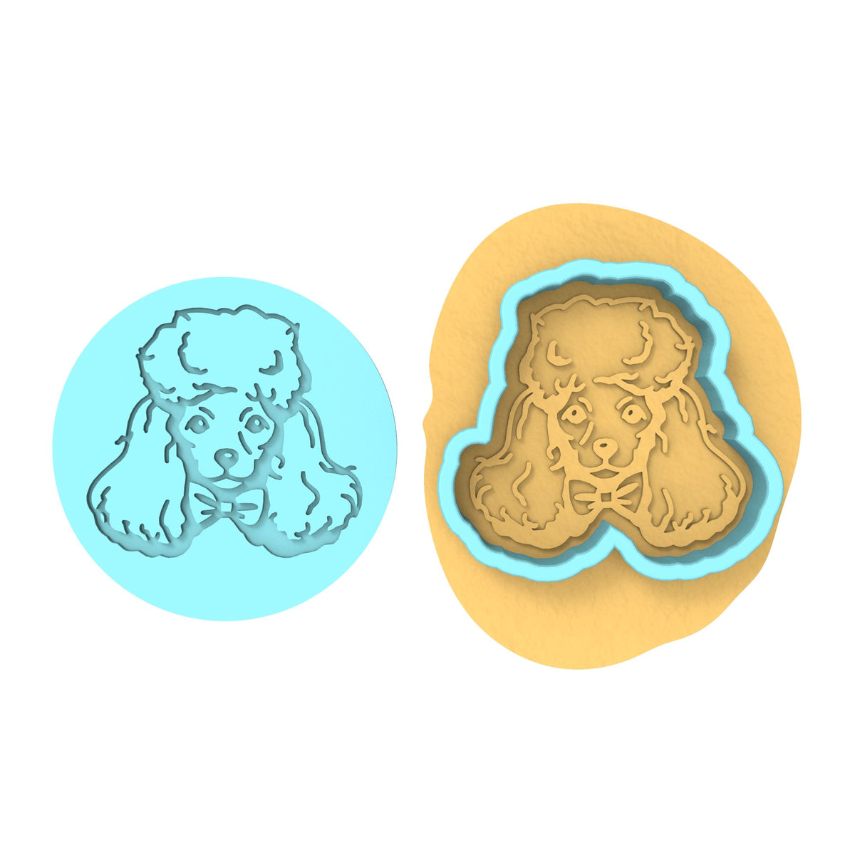 Poodle Cookie Cutter | Stamp | Stencil #1 Animals & Dinosaurs Cookie Cutter Lady MINI - 2 Inches (5cm) **BUNDLE** Cutter + Debosser 