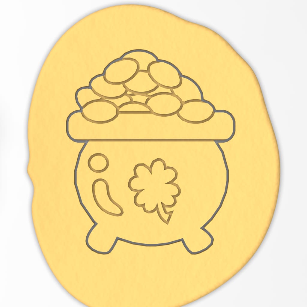 Pot of Gold Cookie Cutter Stamp & Outline #1