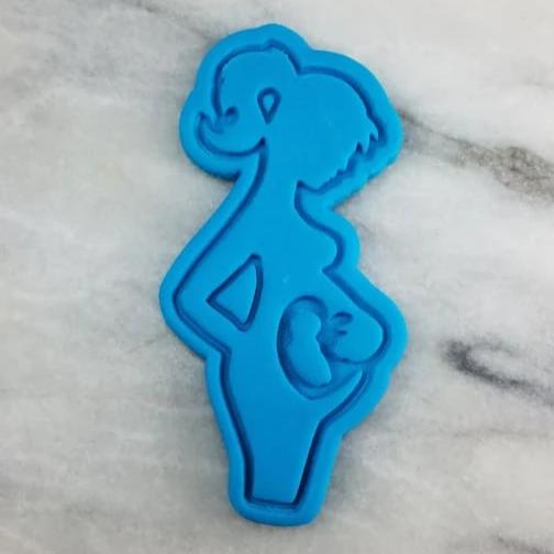 Pregnant Lady Cookie Cutter Outline & Stamp 2