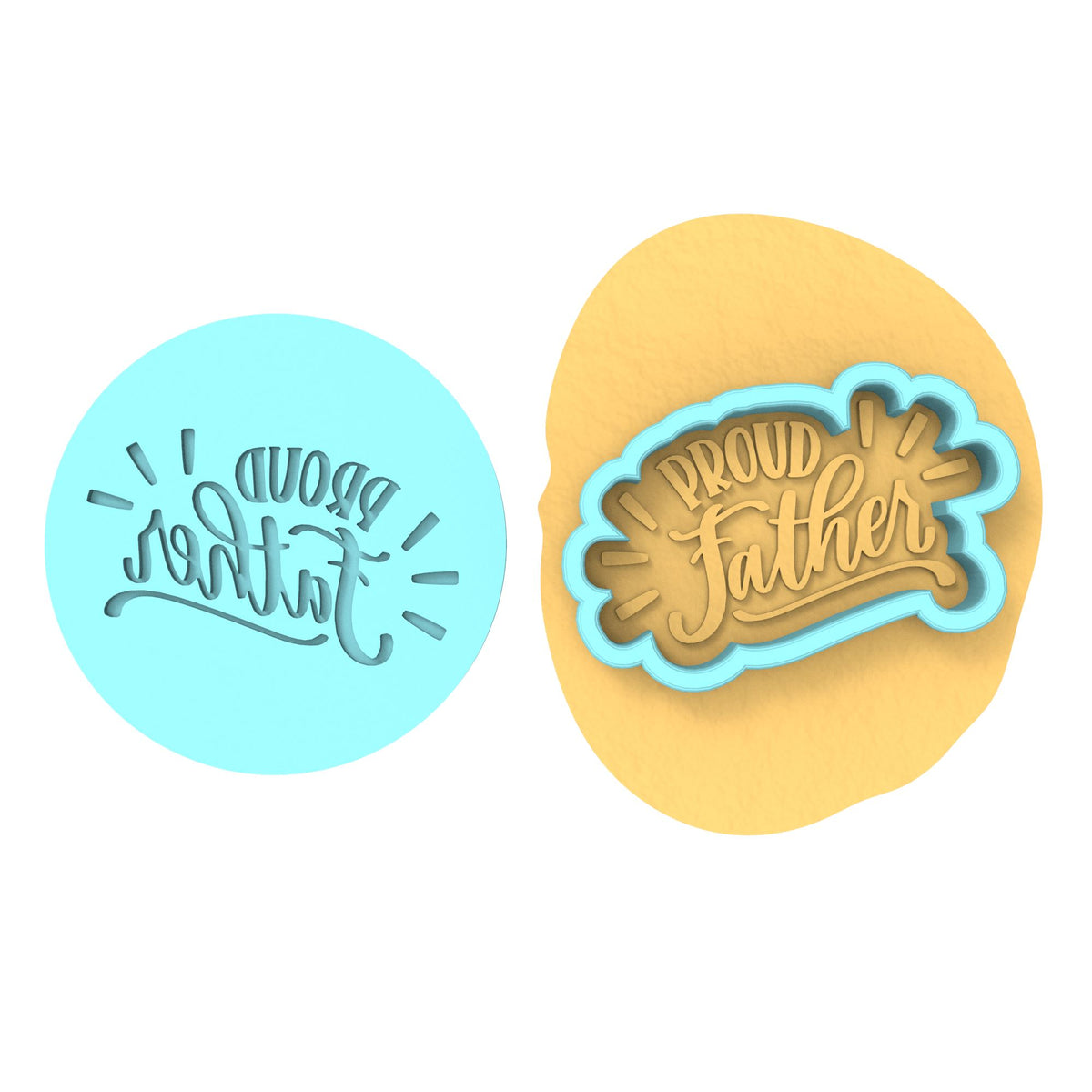 Proud Father Cookie Cutter | Stamp | Stencil #1 Cookie Cutter Lady MINI - 2 Inches (5cm) **BUNDLE** Cutter + Debosser 