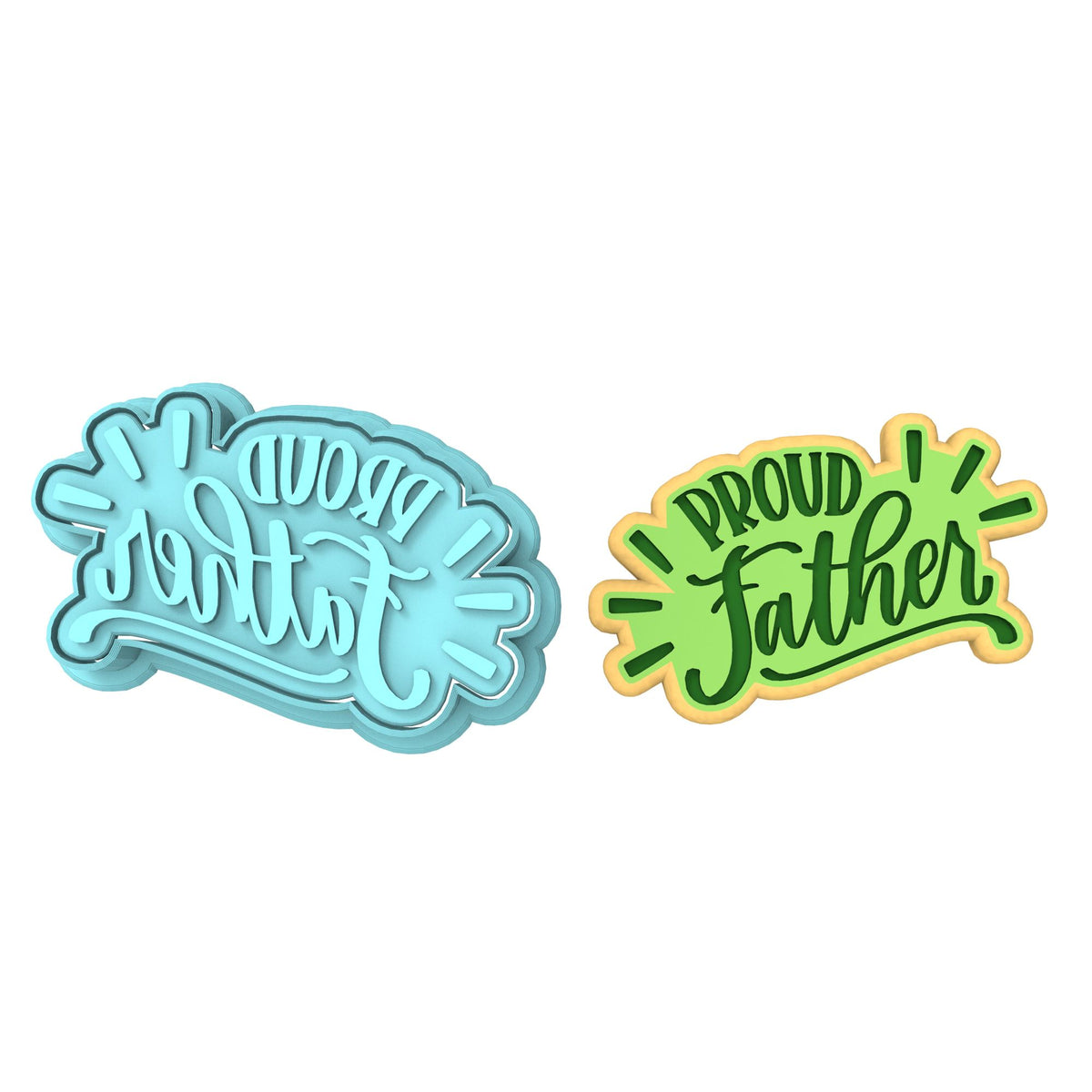 Proud Father Cookie Cutter | Stamp | Stencil #1 Cookie Cutter Lady MINI - 2 Inches (5cm) **BUNDLE** Cutter + Stamp 