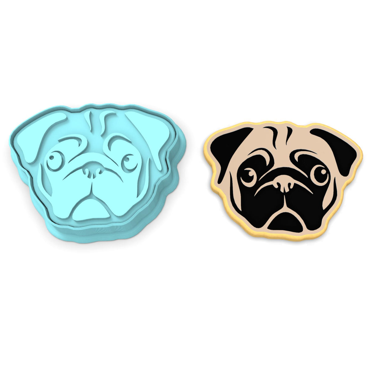 Pug Face Cookie Cutter | Stamp | Stencil #1