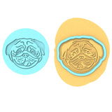 Pug Face Tongue Cookie Cutter | Stamp | Stencil #1 Animals & Dinosaurs Cookie Cutter Lady MINI - 2 Inches (5cm) **BUNDLE** Cutter + Debosser 