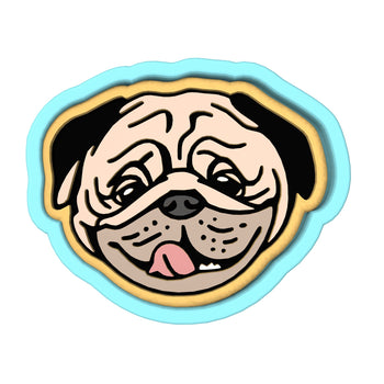 Pug Face Tongue Cookie Cutter | Stamp | Stencil #1 Animals & Dinosaurs Cookie Cutter Lady 