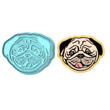 Pug Face Tongue Cookie Cutter | Stamp | Stencil #1 Animals & Dinosaurs Cookie Cutter Lady MINI - 2 Inches (5cm) **BUNDLE** Cutter + Stamp 