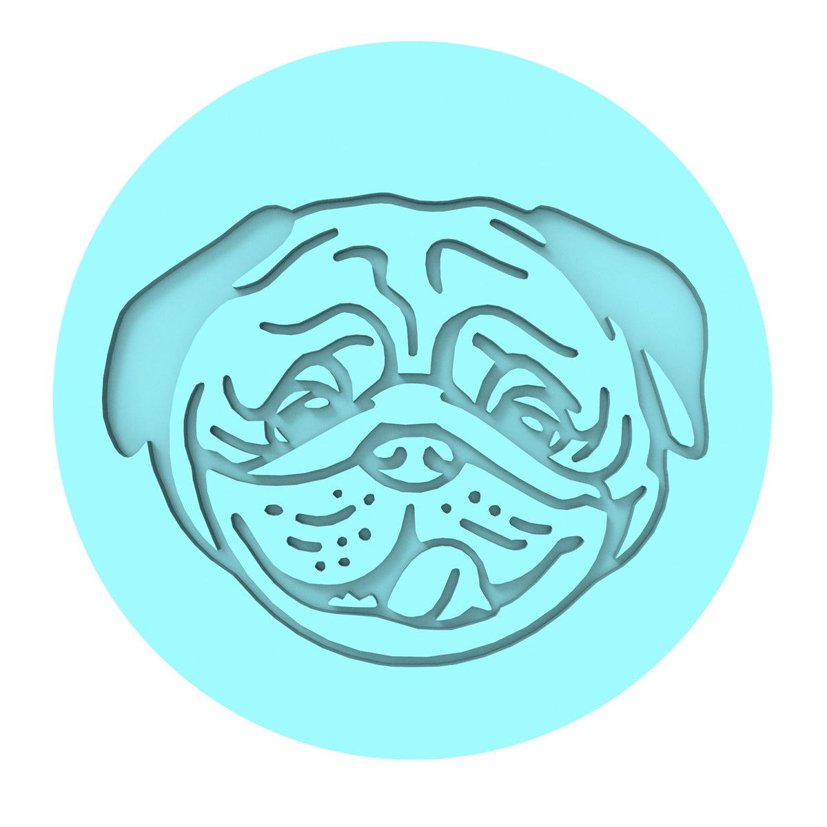 Pug Face Tongue Cookie Cutter | Stamp | Stencil #1 Animals & Dinosaurs Cookie Cutter Lady MINI - 2 Inches (5cm) Debosser ONLY 