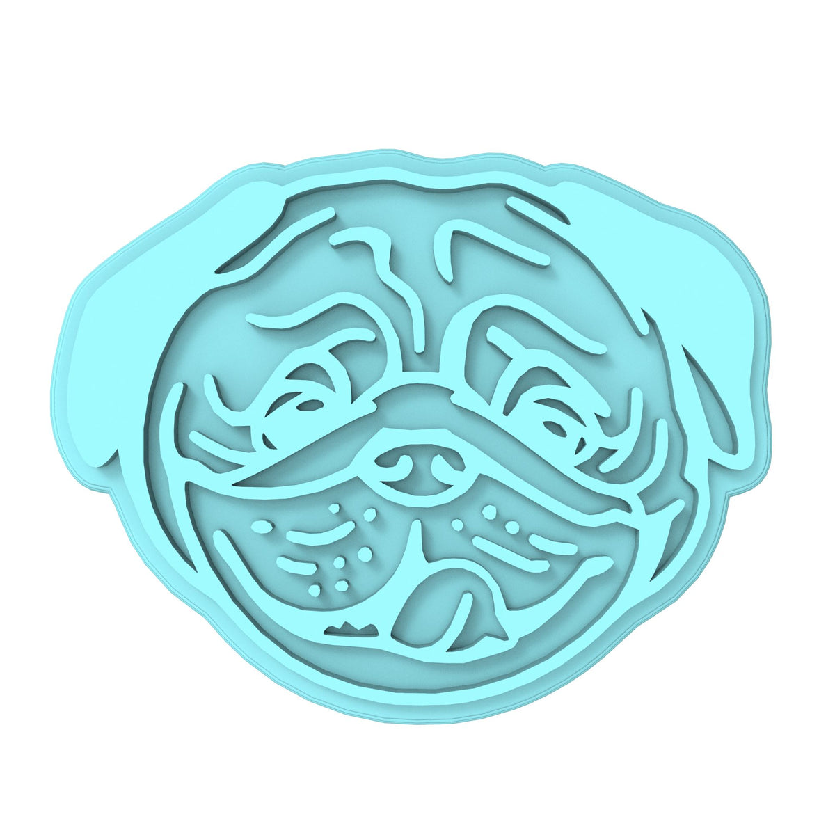 Pug Face Tongue Cookie Cutter | Stamp | Stencil #1 Animals & Dinosaurs Cookie Cutter Lady MINI - 2 Inches (5cm) Stamp ONLY 