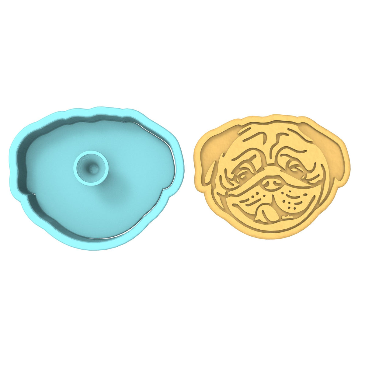 Pug Face Tongue Cookie Cutter | Stamp | Stencil #1 Animals & Dinosaurs Cookie Cutter Lady 