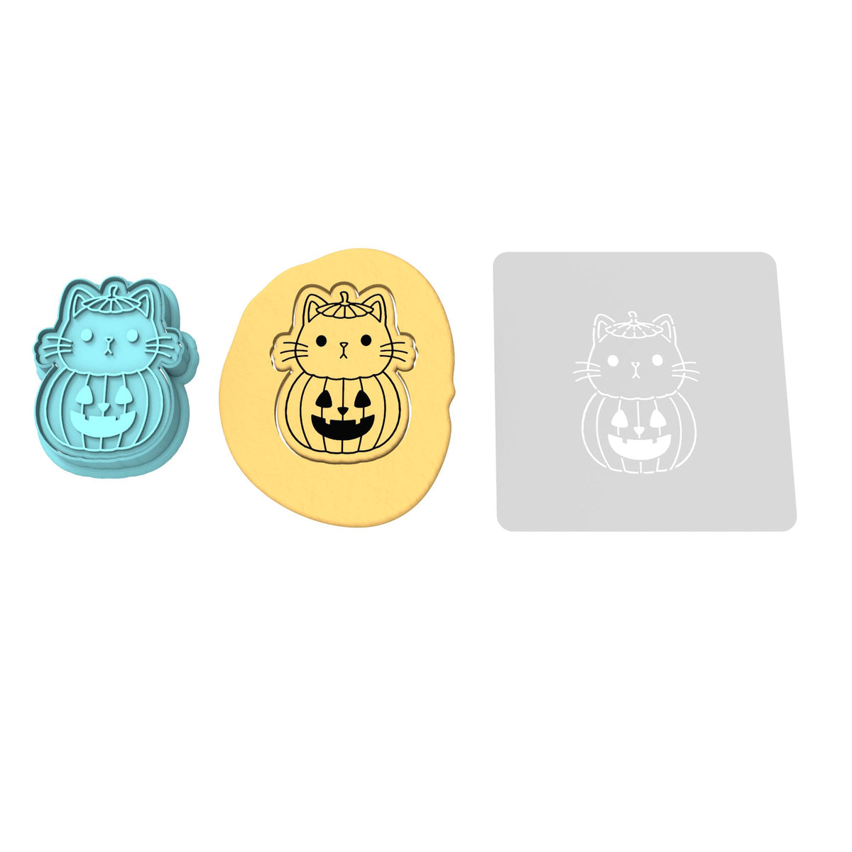 Pumpkin Cat Cookie Cutter | Stamp | Stencil #1 Halloween / Fall Cookie Cutter Lady 2 Inch Small Cupcake Cutter + Stamp Yes