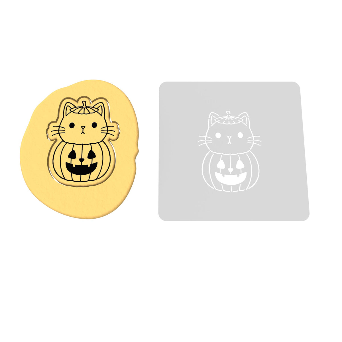 Pumpkin Cat Cookie Cutter | Stamp | Stencil #1 Halloween / Fall Cookie Cutter Lady 2 Inch Small Cupcake Stamp Only Yes