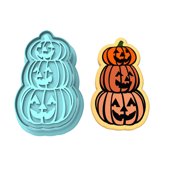 Pumpkins Stacked Cookie Cutter | Stamp | Stencil #1
