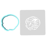 Ram Head Cookie Cutter | Stamp | Stencil #1 Animals & Dinosaurs Cookie Cutter Lady MINI - 2 Inches (5cm) **BUNDLE** Cutter + Stencil 