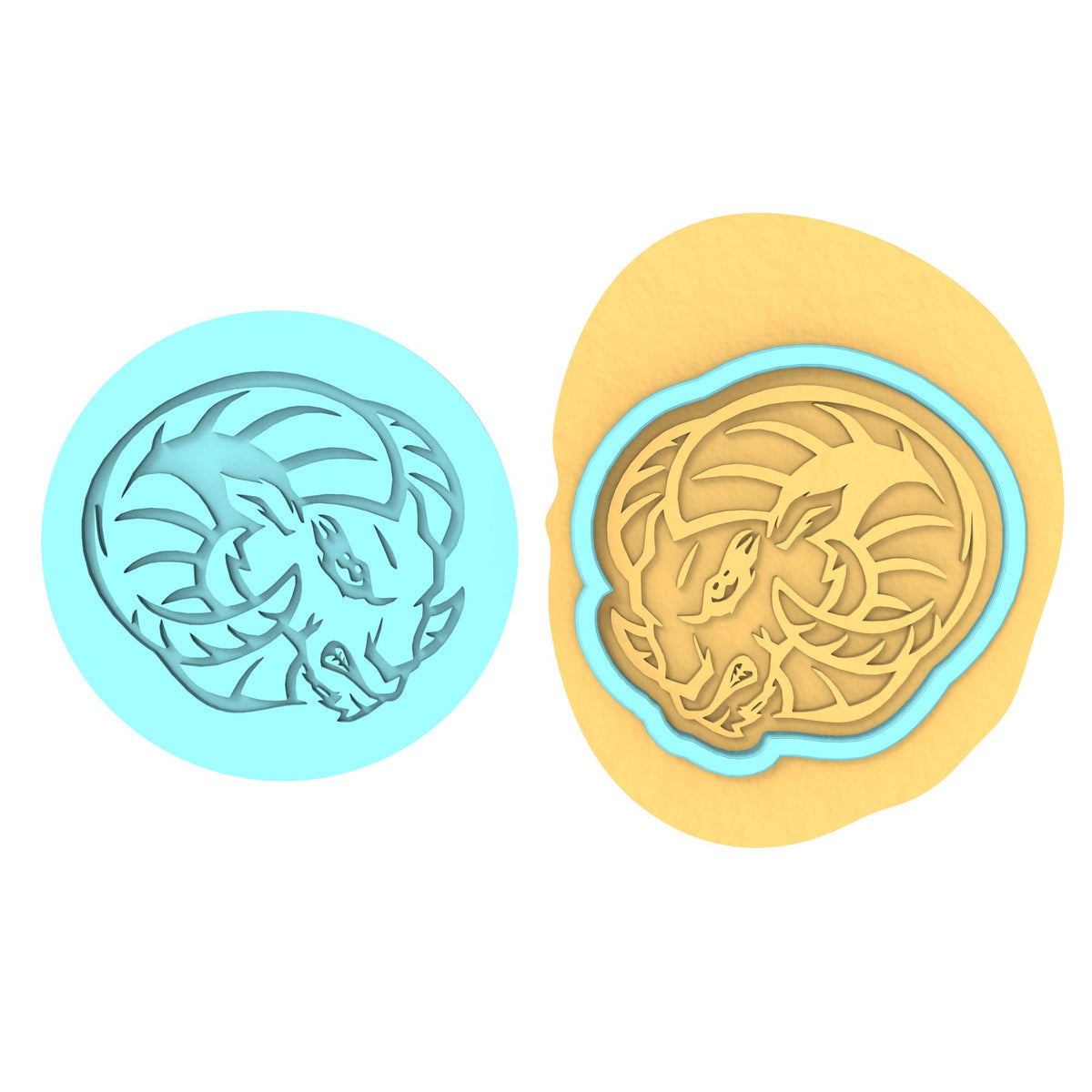 Ram Head Cookie Cutter | Stamp | Stencil #1 Animals & Dinosaurs Cookie Cutter Lady MINI - 2 Inches (5cm) **BUNDLE** Cutter + Debosser 