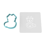 Reindeer Cup Cookie Cutter | Stamp | Stencil #1 Xmas / Winter / NYE Cookie Cutter Lady MINI - 2 Inches (5cm) **BUNDLE** Cutter + Stencil 