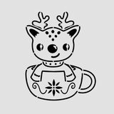 Reindeer Cup Cookie Cutter | Stamp | Stencil #1