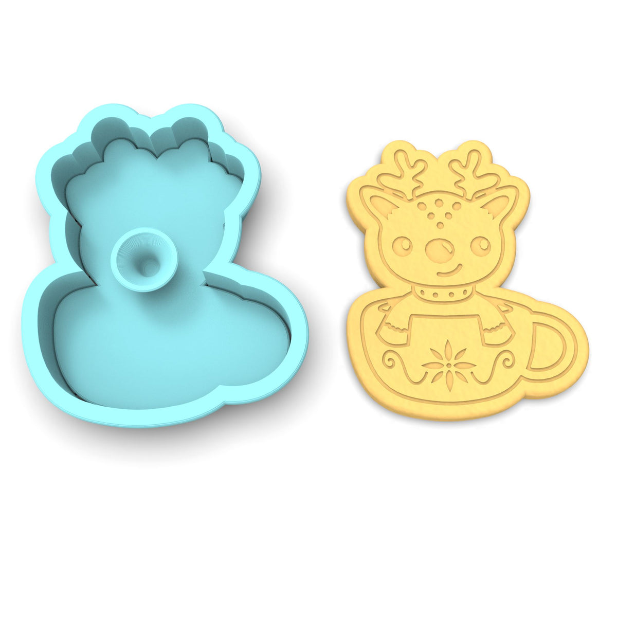 Reindeer Cup Cookie Cutter | Stamp | Stencil #1
