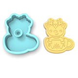 Reindeer Cup Cookie Cutter | Stamp | Stencil #1