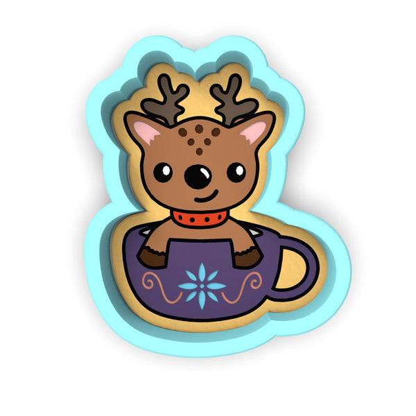 Reindeer Cup Cookie Cutter | Stamp | Stencil #1