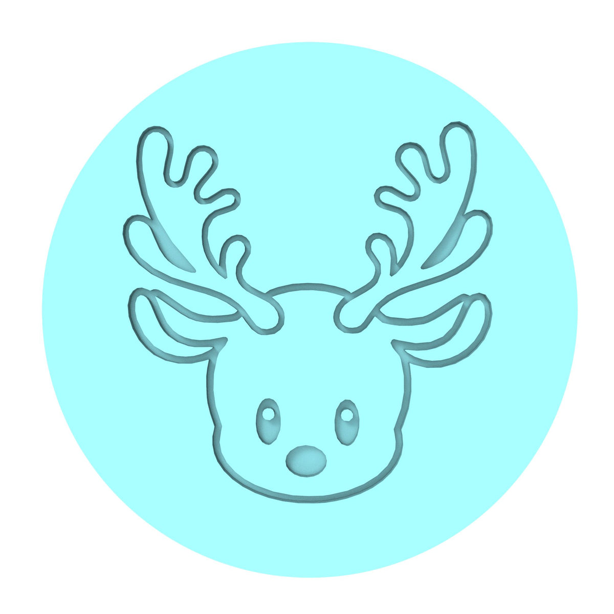 Reindeer Face Cookie Cutter | Stamp | Stencil #1 Animals & Dinosaurs Cookie Cutter Lady MINI - 2 Inches (5cm) Debosser ONLY 