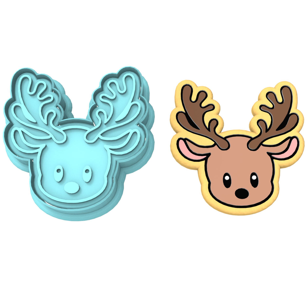 Reindeer Face Cookie Cutter | Stamp | Stencil #1