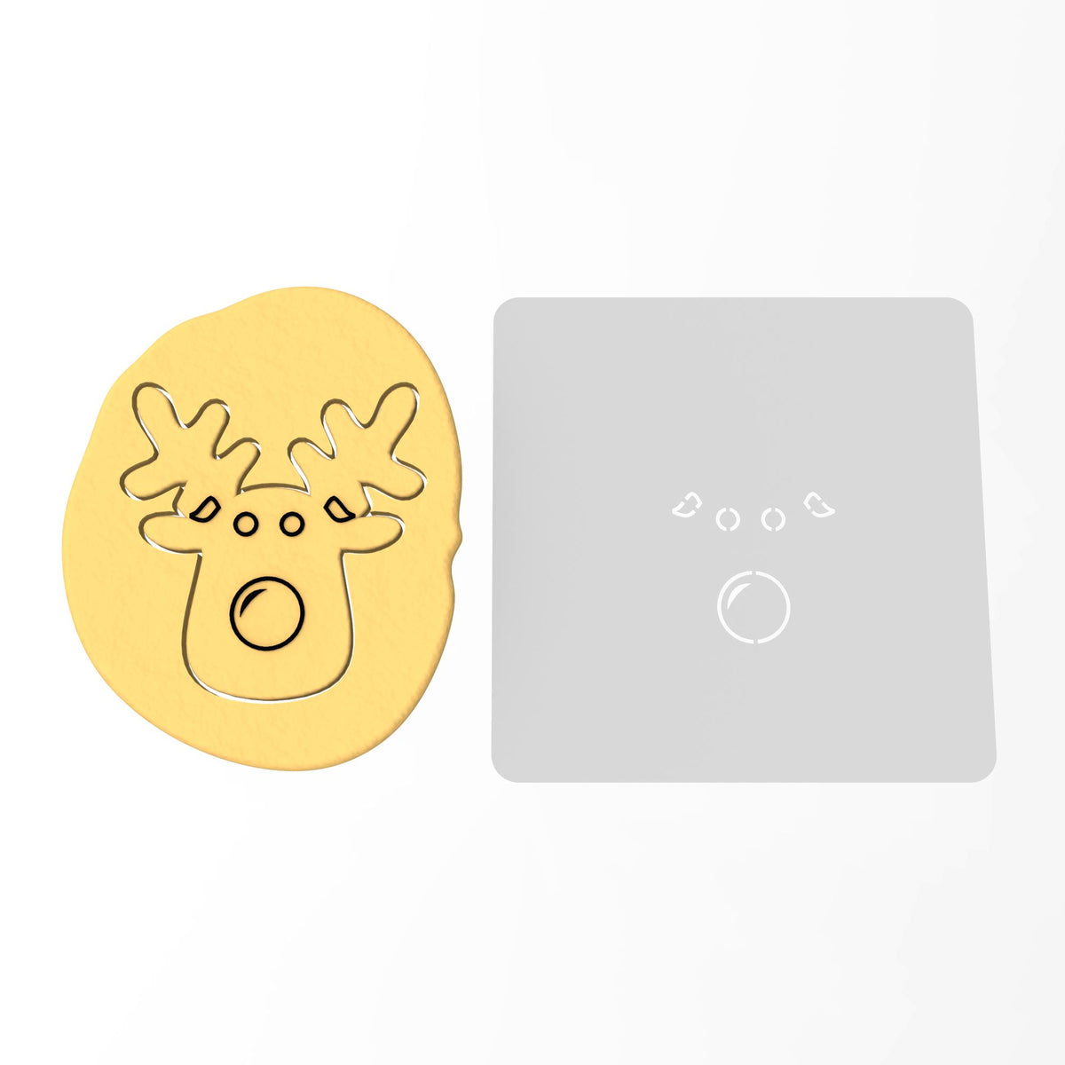 Reindeer Face Cookie Cutter | Stamp | Stencil #2 Xmas / Winter / NYE Cookie Cutter Lady MINI - 2 Inches (5cm) Stencil ONLY 