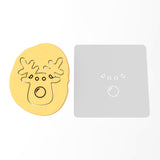 Reindeer Face Cookie Cutter | Stamp | Stencil #2 Xmas / Winter / NYE Cookie Cutter Lady MINI - 2 Inches (5cm) Stencil ONLY 