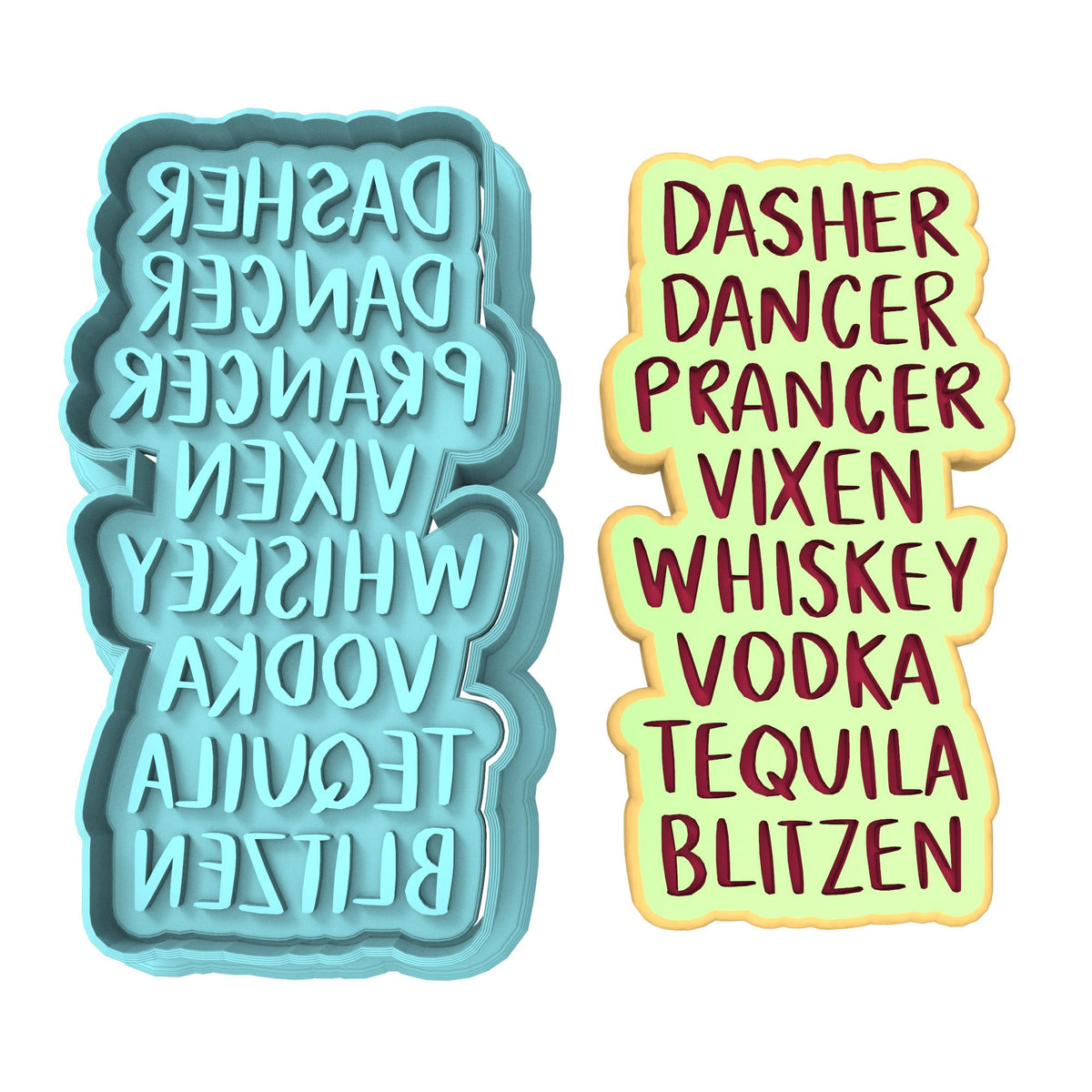 Reindeer Funny Names Cookie Cutter | Stamp | Stencil #1
