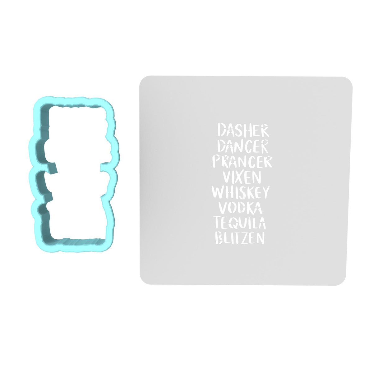 Reindeer Funny Names Cookie Cutter | Stamp | Stencil #1 Xmas / Winter / NYE Cookie Cutter Lady MINI - 2 Inches (5cm) **BUNDLE** Cutter + Stencil 