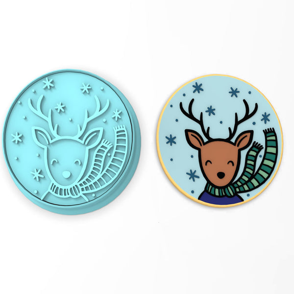 Reindeer with Scarf Cookie Cutter | Stamp | Stencil #1