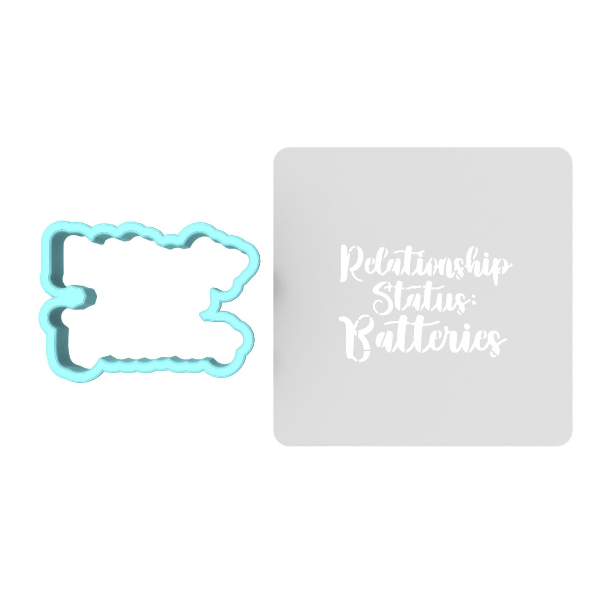 Relationship Status: Batteries Cookie Cutter | Stamp | Stencil Bachelorette & Bachelor Cookie Cutter Lady MINI - 2 Inches (5cm) **BUNDLE** Cutter + Stencil 