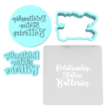 Relationship Status: Batteries Cookie Cutter | Stamp | Stencil Bachelorette & Bachelor Cookie Cutter Lady MINI - 2 Inches (5cm) **FULL SET BUNDLE** Cutter + Stamp + Stencil + Debosser **BEST DEAL** 